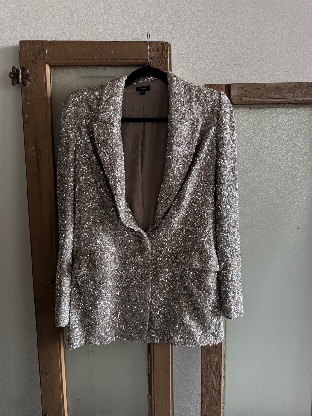 Express Silver Sequin Blazer Jacket